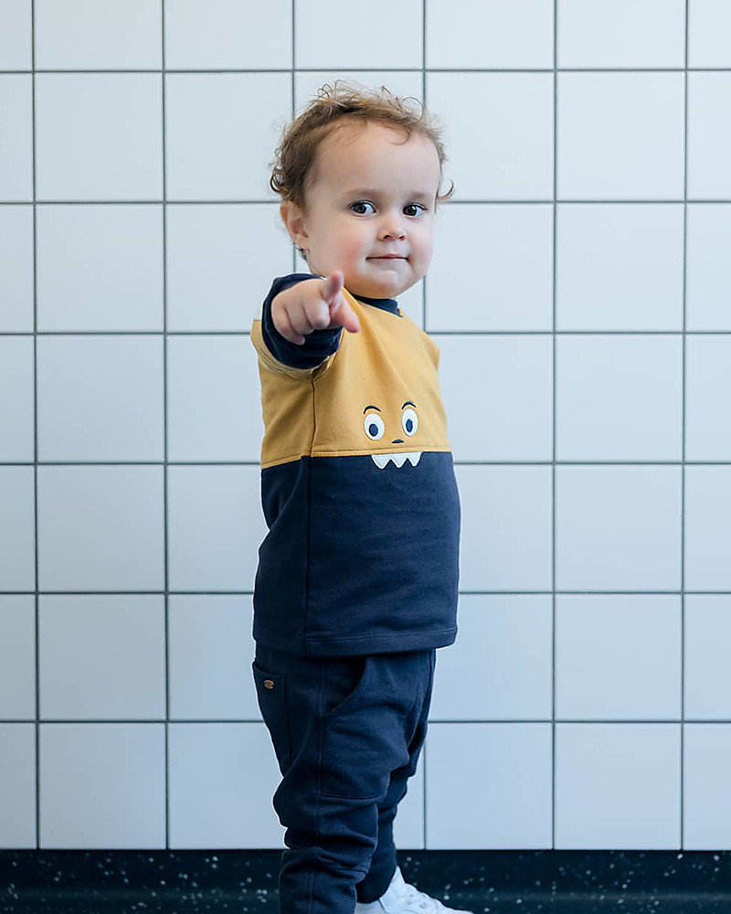 Hust\u0026Claire Felpa Stan - Gialla e Blu con faccina bambino